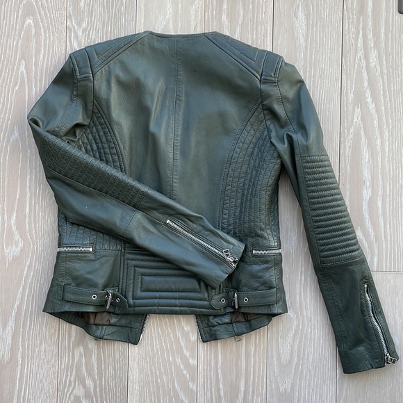 Goosecraft Drape Collar Zip Detail Leather Jacket - Picture 12 of 12